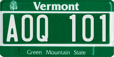 VT license plate AOQ101