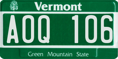 VT license plate AOQ106