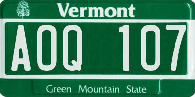 VT license plate AOQ107