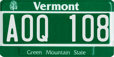 VT license plate AOQ108