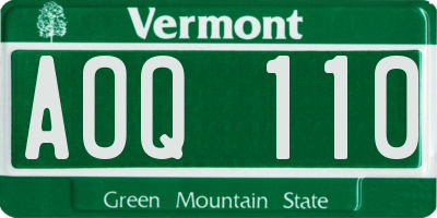 VT license plate AOQ110