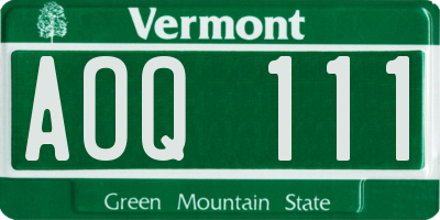 VT license plate AOQ111