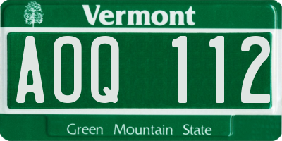 VT license plate AOQ112
