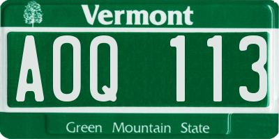 VT license plate AOQ113