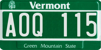 VT license plate AOQ115