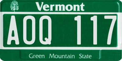 VT license plate AOQ117