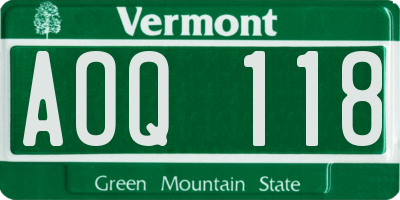 VT license plate AOQ118