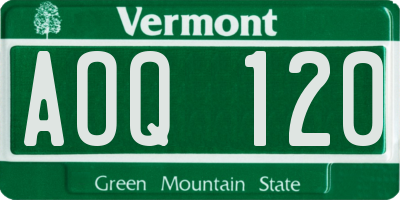 VT license plate AOQ120