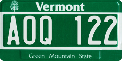 VT license plate AOQ122