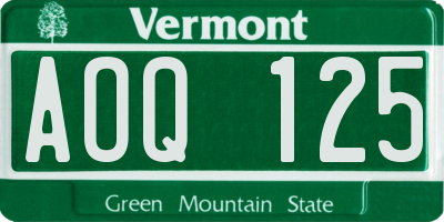 VT license plate AOQ125