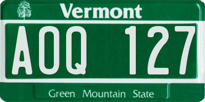 VT license plate AOQ127