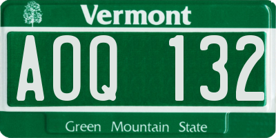 VT license plate AOQ132