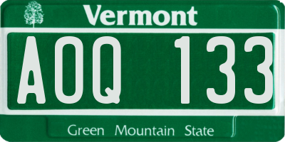 VT license plate AOQ133