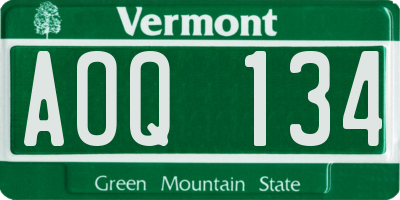 VT license plate AOQ134