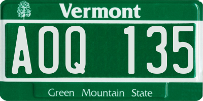 VT license plate AOQ135