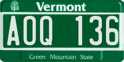 VT license plate AOQ136