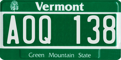 VT license plate AOQ138