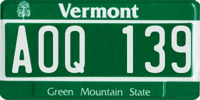 VT license plate AOQ139