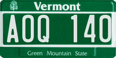 VT license plate AOQ140