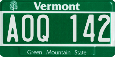 VT license plate AOQ142