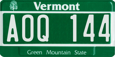 VT license plate AOQ144