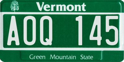 VT license plate AOQ145