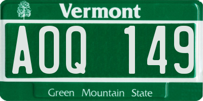VT license plate AOQ149