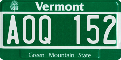 VT license plate AOQ152