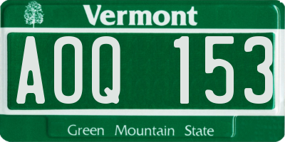 VT license plate AOQ153