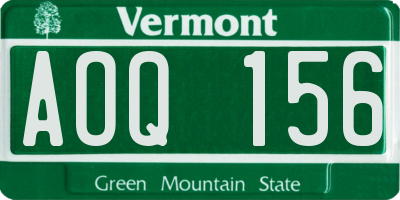 VT license plate AOQ156