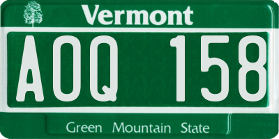 VT license plate AOQ158