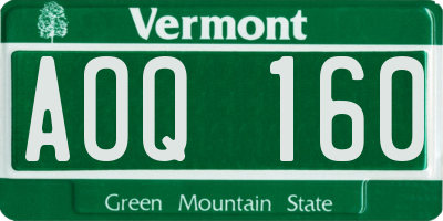 VT license plate AOQ160
