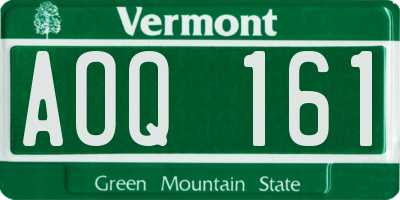 VT license plate AOQ161