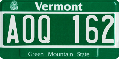 VT license plate AOQ162