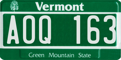 VT license plate AOQ163