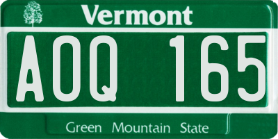 VT license plate AOQ165