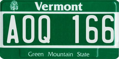 VT license plate AOQ166