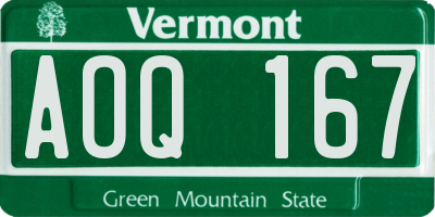VT license plate AOQ167