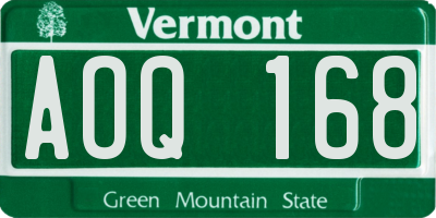 VT license plate AOQ168