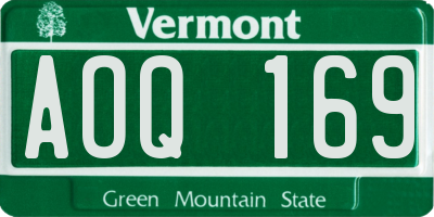 VT license plate AOQ169