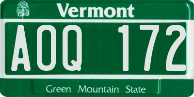 VT license plate AOQ172