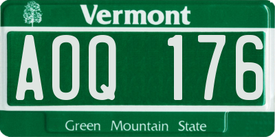 VT license plate AOQ176