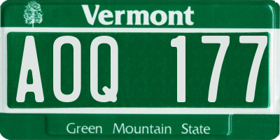 VT license plate AOQ177