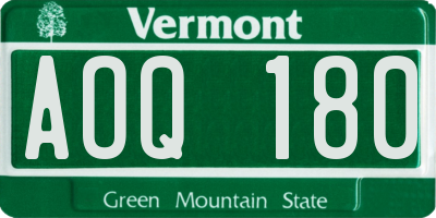 VT license plate AOQ180