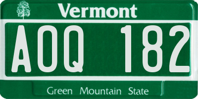 VT license plate AOQ182