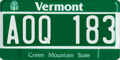 VT license plate AOQ183