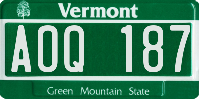 VT license plate AOQ187