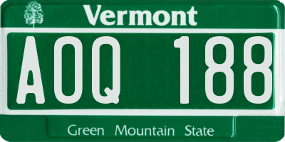 VT license plate AOQ188