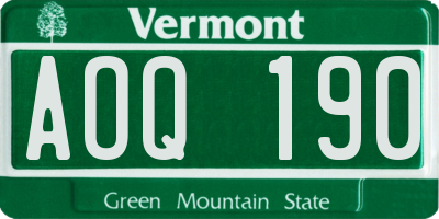 VT license plate AOQ190