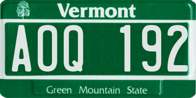 VT license plate AOQ192